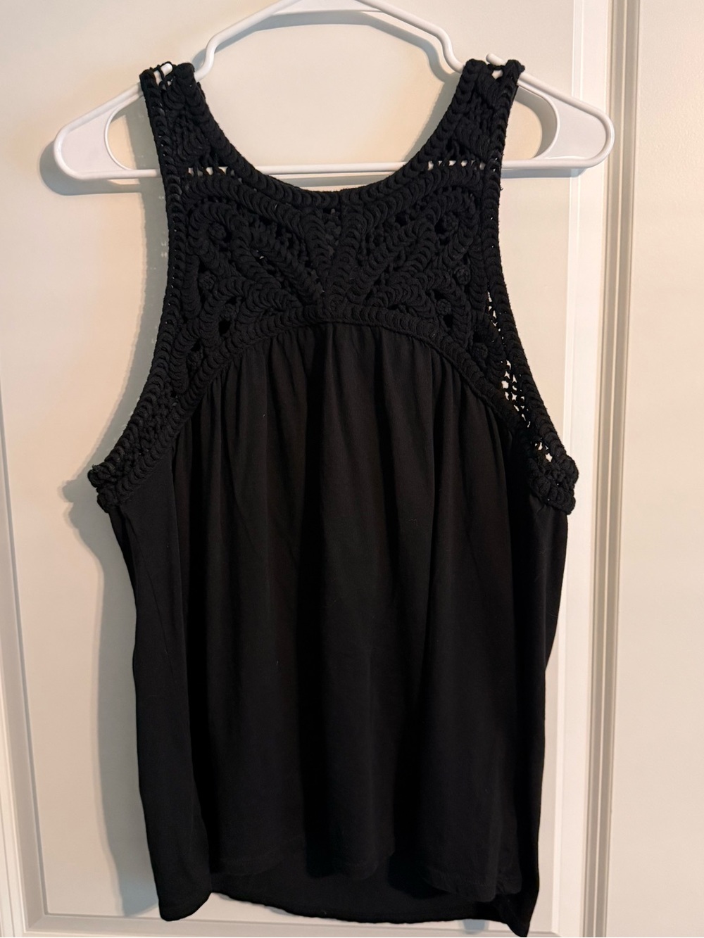 LOFT Black Crochet Yoke Tank - Women's